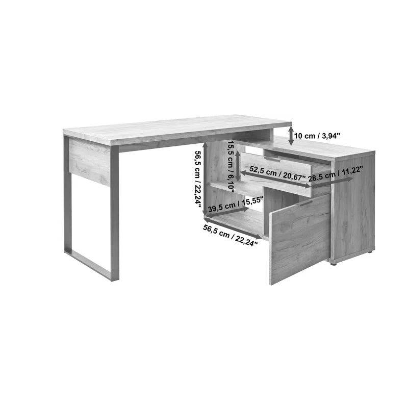 FURNISHIAA Solid Acacia Wood L Shaped Study Table - Furnishiaa -  -